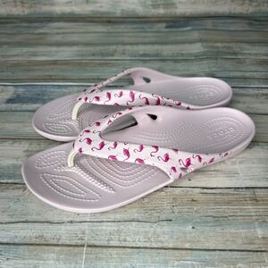 Crocs Womens Kadee II Flip Flop Sandals 8 Pink Flamingo Thong Resort Cruise